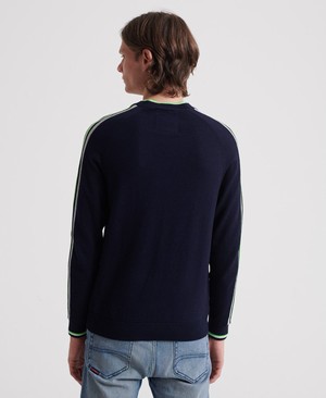 Superdry Athletic Stripe Crew Neck Férfi Ugró Sötétkék | LHDES2853